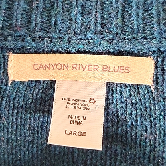 CANYON RIVER BLUES Dark Teal Blue Cowl Neck Long Sleeve Sweater Size L - Picture 2 of 8